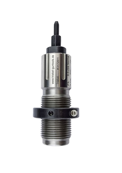 TRIEBEL Full Length Die 1 1/4 & 6,5x57 offers precise cartridge sizing, easy replacement of parts, and integrated primer ejector for optimal performance.